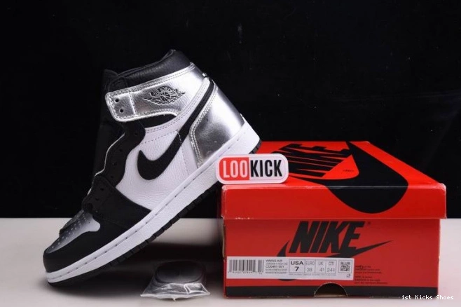 1st Kicks Shoes 1 JORDAN SILVER AIR TOE CD0461-001 WMNS OG HIGH 0713